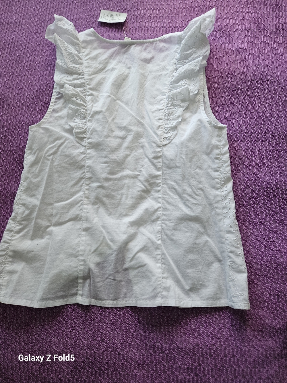 J. Crew White Eyelet Ruffle-Sleeve Button Front Camisole - Picture 9 of 9
